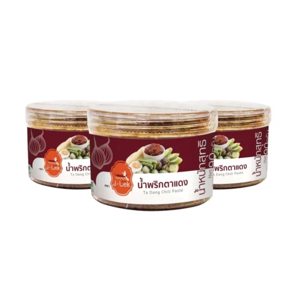 seasoning-0532 เจ๊เล็ก น้ําพริกตาแดง กระปุกพลาสติก ขนาด 90 กรัม x 3 กระปุก