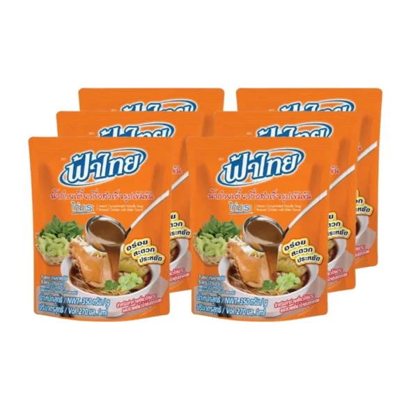 ฟ้าไทย น้ําก๋วยเตี๋ยวกึ่งสําเร็จรูปเข้มข้น รสไก่มะระ 350 ก. x 6