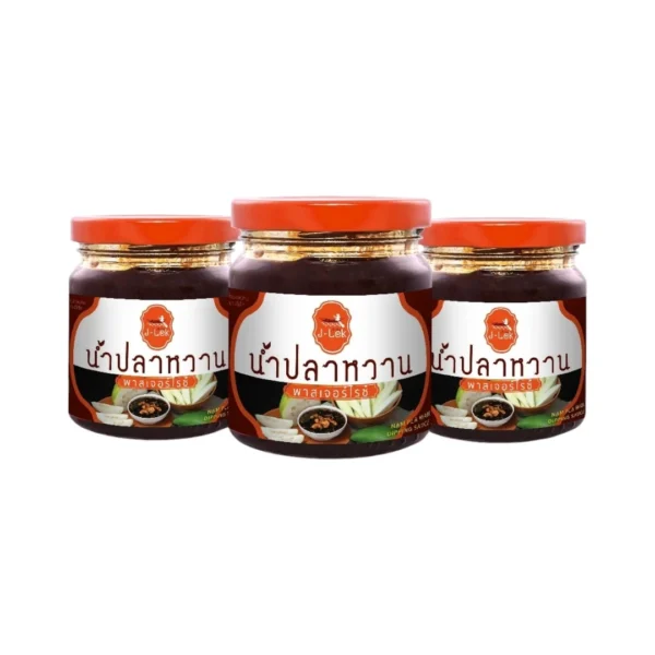 seasoning-0663 เจ๊เล็ก น้ําปลาหวาน พาสเจอร์ไรซ์ ขวดแก้ว 215 กรัม แพ็ค 3 ขวด