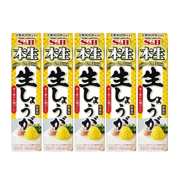 seasoning-0671 เอส แอนด์ บี ขิงดิบขูดหยาบ ผสมน้ําส้มสายชูหมัก เกลือ และวิตามินซี ผลิตในประเทศญี่ปุ่น 40 กรัม x 5 หลอด