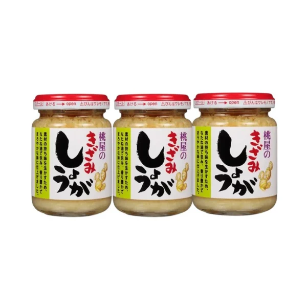 seasoning-0737 โมโมย่า ซอสขิงปรุงรส คิซามิ โชกะ ทําจากขิงสับ น้ํามันเรพซีด น้ํามันงา และน้ําซุปไก่ (ผลิตในประเทศญี่ปุ่น) ขนาด 110 กรัม x 3 ขวด