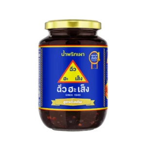 seasoning-0738 ฉั่วฮะเส็ง น้ําพริกเผา สูตรดั้งเดิม 500 กรัม (ขวดแก้ว)