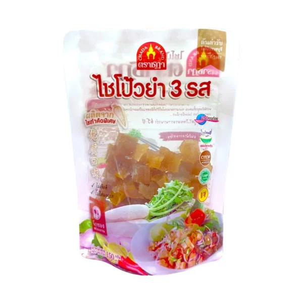 seasoning-0755 ชฎา ยําไชโป้ว 3 รส ชนิดลูกเต๋า 150 กรัม ราชบุรี ตํานาน 70 ปี ไม่ใส่ผงชูรส ไม่ใส่สี กรอบธรรมชาติ สะอาด