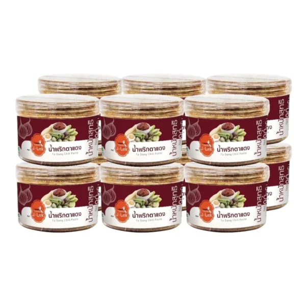 seasoning-0759 เจ๊เล็ก น้ําพริกตาแดง กระปุกพลาสติก ขนาด 90 กรัม x 12 กระปุก