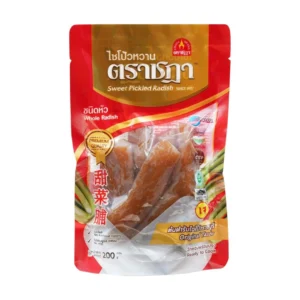 seasoning-0799 ไชโป้วหวาน ชนิดหัว ตราชฎา 200 กรัม ตํานาน 70 ปี ราชบุรี ไม่ใส่สี ไม่ใส่ผงชูรส กรอบธรรมชาติ เจทานได้