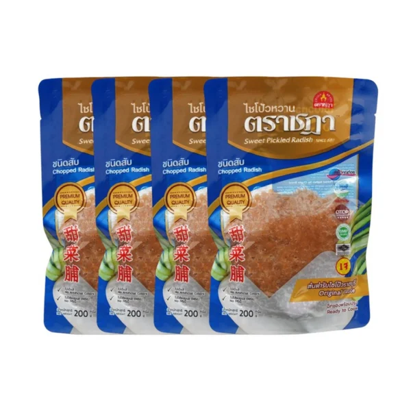 seasoning-0800 ชุด 4 ซอง x ไชโป๊หวาน ชนิดสับ ตราชฎา 200 กรัม ตํานาน 70 ปี เหมาะสําหรับทอดไข่ ไม่ใส่ผงชูรส ไม่ใส่สี