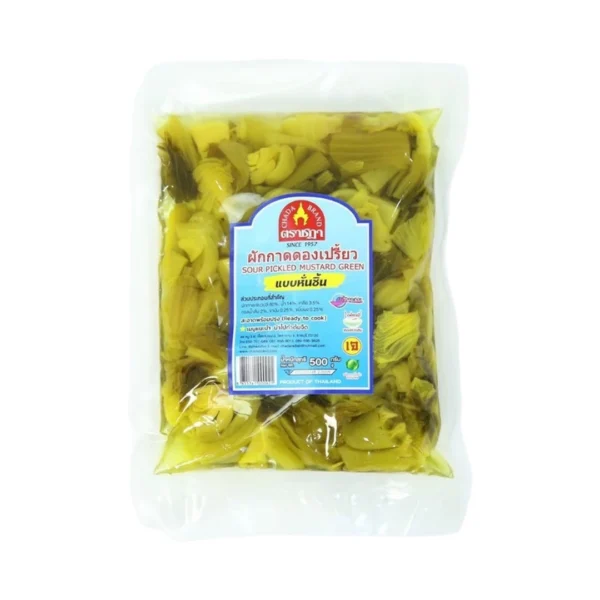 seasoning-0805 ผักกาดดองเปรี้ยว หั่นชิ้น ตราชฎา 500 กรัม สูตร 70 ปี ไม่ใส่ผงชูรส ใช้ต้มจืด อร่อย สะอาด พร้อมปรุง