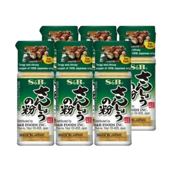 seasoning-0821 เอส แอนด์ บี พริกไทยญี่ปุ่น ซังโซะ สําหรับปลาไหลอุนางิย่าง เนื้อย่าง ไก่ยากิโทริะ และปลาเทริยากิ (ผลิตในประเทศญี่ปุ่น) ขนาด 8 กรัม x 6 ขวด