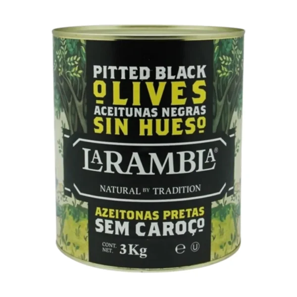 seasoning-0906 La Rambla Pitted Black Olives ลาแรมบลา มะกอกดําไร้เมล็ด 3,000g (LR59)