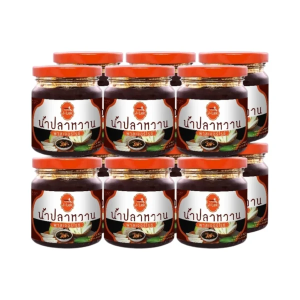 seasoning-0930 เจ๊เล็ก น้ําปลาหวาน พาสเจอร์ไรซ์ ขวดแก้ว 215 กรัม แพ็ค 12 ขวด
