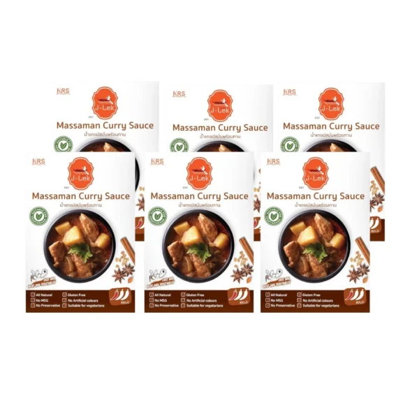 seasoning-0931 J-Lek (เจ๊เล็ก) น้ําแกงมัสมั่นพร้อมทาน ขนาด 250 กรัม แพ็ค 6 ซอง