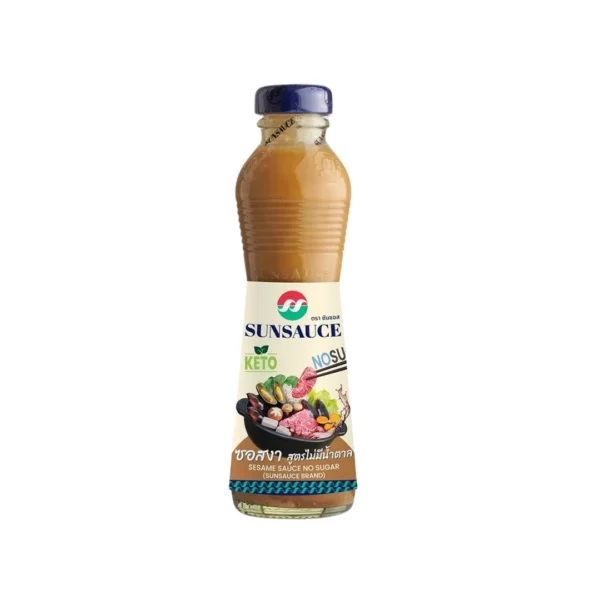 seasoning-1048 SUNSAUCE (ซันซอส) ซอสงาไม่มีน้ําตาล น้ําจิ้มงาญี่ปุ่น น้ําจิ้มสุกี้สไตล์ญี่ปุ่น แบบขวด 220 กรัม