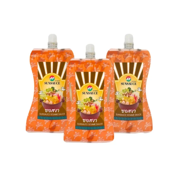 seasoning-1051 SUNSAUCE (ซันซอส) น้ําจิ้มชาบู น้ําจิ้มสุกี้สไตล์ญี่ปุ่น สูตรงา ซอสงา แบบซอง 150 กรัม (แพ็ค 3 ซอง)