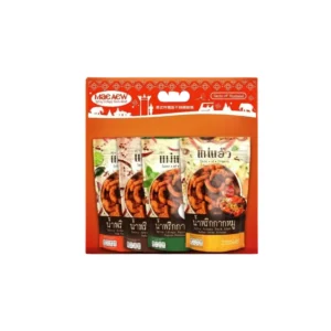 seasoning-1136 แม่แอ๊ว น้ําพริกกากหมู 40ก. เซ็ตแพ็ค 4ซอง คละรส