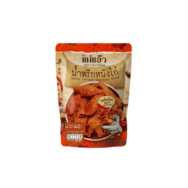 seasoning-1147 แม่แอ๊ว น้ําพริกหนังไก่ รสเผ็ดน้อย 40ก.