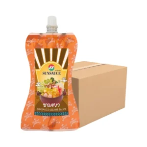 seasoning-1153 SUNSAUCE (ซันซอส) น้ําจิ้มชาบู น้ําจิ้มสุกี้สไตล์ญี่ปุ่น สูตรงา ซอสงา ซอง 150 กรัม 12 ซอง แถมฟรี 1 ซอง (ยกลัง)
