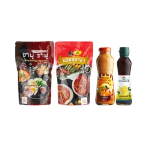 SUNSAUCE (ซันซอส) Family SetA ซอสหม่าล่า(500กรัม) ซุปชาบู(500กรัม) ซอสงา(370กรัม) น้ําจิ้มพอนสึ(190ml)