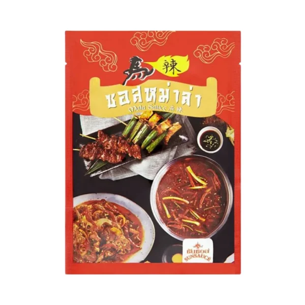 seasoning-1157 SUNSAUCE (ซันซอส) ซอสหม่าล่า ปิ้งย่าง ชาบู ปรุงน้ําซุป รสหม่าล่า แบบซอง 100 กรัม
