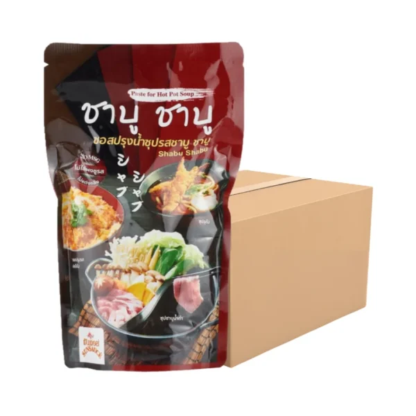 seasoning-1160 SUNSAUCE (ซันซอส) ซอสปรุงน้ําซุป ซุปชาบูเข้มข้น ซุปน้ําดํา ซอง 500 กรัม 12 ซอง แถมฟรี 1 ซอง (ยกลัง)