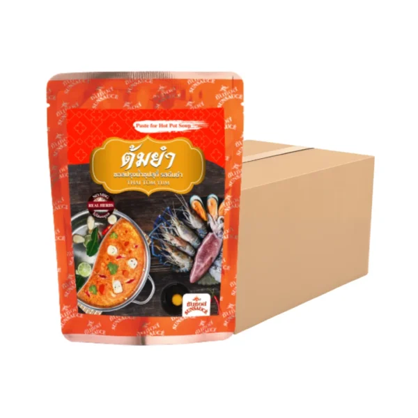 seasoning-1166 SUNSAUCE (ซันซอส) ซอสปรุงน้ําซุป รสต้มยํา ซอสต้มยํา ปรุงสําเร็จ ซอง 100 กรัม 12 ซอง แถมฟรี 1 ซอง (ยกลัง)