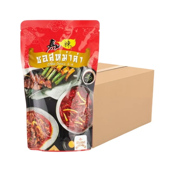 SUNSAUCE (ซันซอส) ซอสหม่าล่า ปิ้งย่าง ชาบู ปรุงน้ําซุป รสหม่าล่า 500 กรัม 12 ซอง แถมฟรี 1 ซอง (ยกลัง)