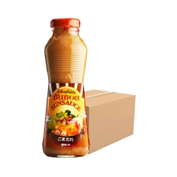 seasoning-1171 SUNSAUCE (ซันซอส) น้ําจิ้มชาบู น้ําจิ้มสุกี้สไตล์ญี่ปุ่น สูตรงา แบบขวด 370 กรัม 12 ขวด แถมฟรี 1 ขวด (ยกลัง)