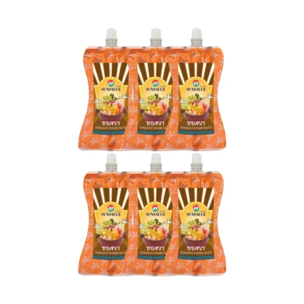 SUNSAUCE (ซันซอส) น้ําจิ้มชาบู น้ําจิ้มสุกี้สไตล์ญี่ปุ่น สูตรงา ซอสงา ซอง 150 กรัม(แพ็ค 6 ซอง)