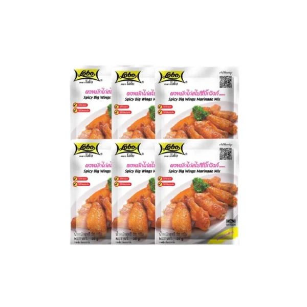 โลโบ ผงหมักไก่สไปซี่บิ๊กวิงก์ 20 กรัม (แพ็ค 6 ซอง)
