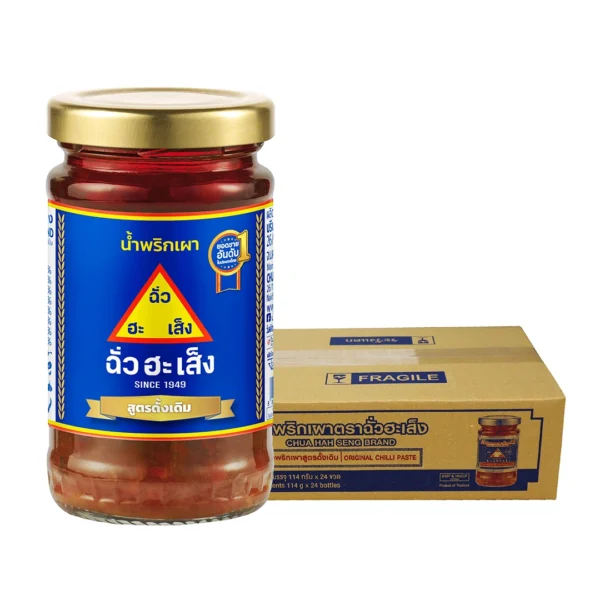 ฉั่วฮะเส็ง น้ําพริกเผา สูตรดั้งเดิม ขวดแก้ว 114 กรัม (ยกลัง 24 ขวด)