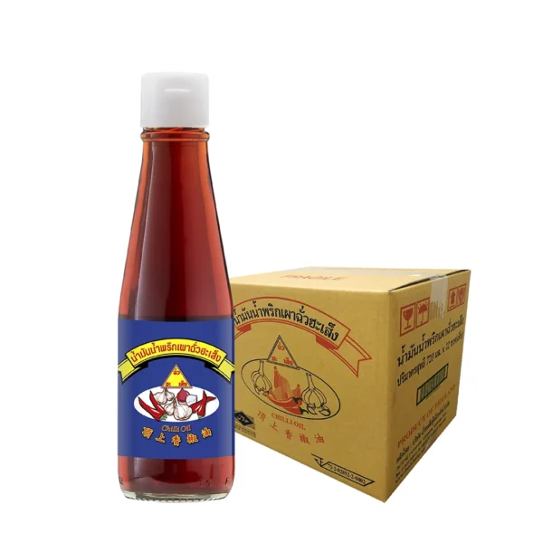 seasoning-1218 ฉั่วฮะเส็ง น้ํามันน้ําพริกเผา ขวด 190 มล. (ยกลัง 12 ขวด)