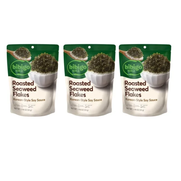 seasoning-1327 บิบิโก กิมจาบัน สาหร่ายโรยข้าวปรุงรสซีอิ๊วเกาหลี 50กรัม X3