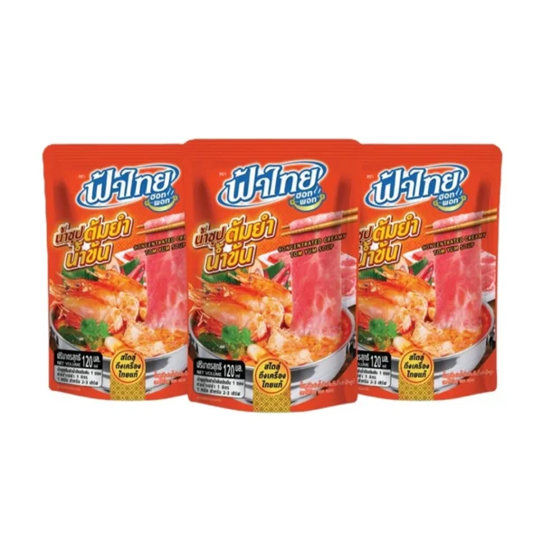 seasoning-1335 ฟ้าไทย ฮอทพอท น้ําซุปต้มยําเข้มข้น 120 มล. x 3
