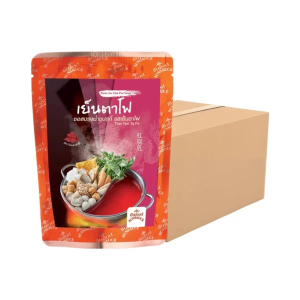 SUNSAUCE (ซันซอส) ซอสปรุงน้ําซุป รสเย็นตาโฟ ซอสเย็นตาโฟ ซอสปรุงสําเร็จ 100 กรัม 12 ซอง แถมฟรี 1 ซอง (ยกลัง)