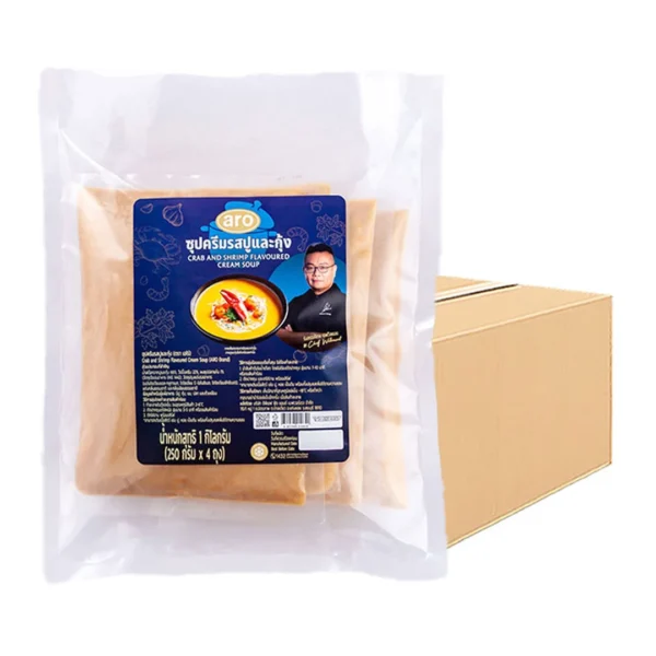 seasoning-1862 เอโร่ โกลด์ด์ ซุปครีมรสปูและกุ้งแช่แข็ง (250 ก. x 4) x 10