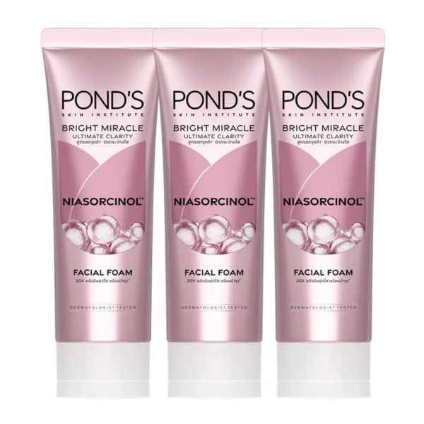 skin-care-makeup-0063 พอนด์ส ไบรท์ โฟม สีชมพู 50 ก. x 3