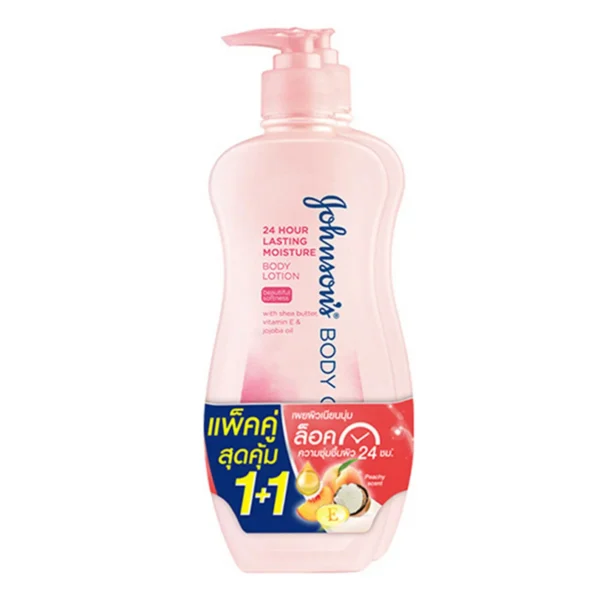 skin-care-makeup-0102 จอห์นสัน มอยส์เจอร์โลชั่น บอดี้ แคร์ 24ชั่วโมง สีชมพู 400 มล. 1+1