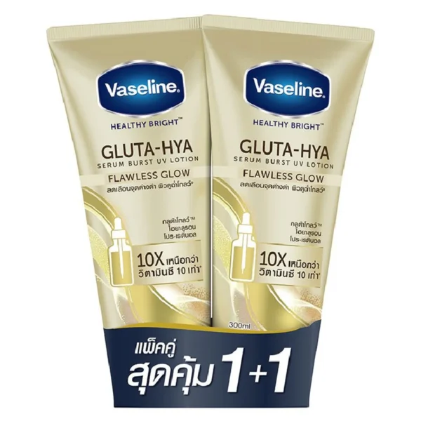 skin-care-makeup-0138 วาสลีน กลูต้า-ไฮยา ฟลอเลส โกลว์ โลชั่นบํารุงผิวกาย 300 มล. x 1+1