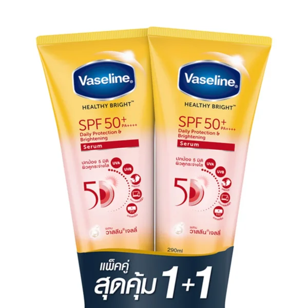 skin-care-makeup-0171 วาสลีน โลชั่น เดลี่ โพรเทคชั่น&ไบรท์เทนนิ่ง เซรั่ม เอสพีเอฟ 50+ 290 มล. x 1+1