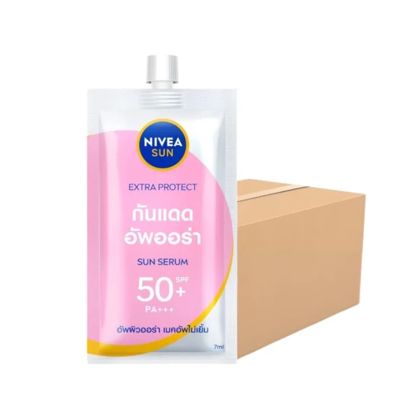 skin-care-makeup-0242 นีเวีย ซัน เอ็กซ์ตร้า โพรเท็ค ออร่า โกลว์ บูสเตอร์ ซัน เซรั่ม เอสพีเอฟ50+ พีเอ+++ 7 มล. 12 ชิ้น