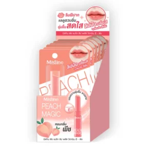 skin-care-makeup-0298 มิสทิน พีช แมจิก ลิป พลัส วิตามิน อี - พีช 1.7 ก. x 6