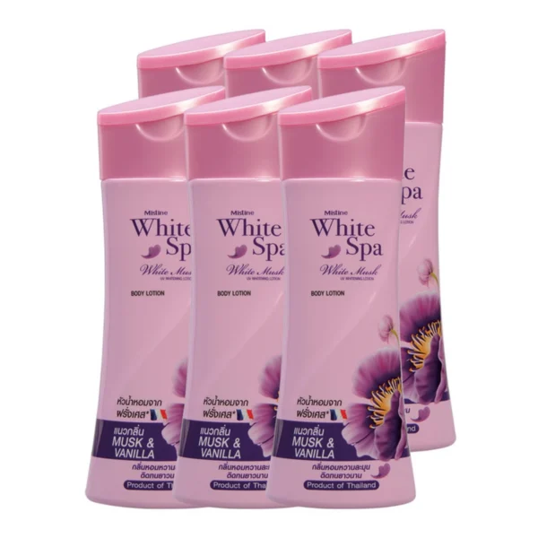 skin-care-makeup-0310 มิสทิน ไวท์ สปา ไวท์ มัคส์ ยูวี ไวท์เทนนิ่ง โลชั่น 200มล. x6