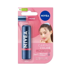 skin-care-makeup-0370 นีเวีย แคร์ริ่ง คัลเลอร์ โรส ลิป แคร์ เอสพีเอฟ 30 4.8 ก.
