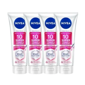 skin-care-makeup-0399 นีเวีย บอดี้ เซรั่ม เอ็กซ์ตร้า ไบรท์ 10 ซูเปอร์ วิตามิน แอนด์ สกิน ฟู้ด โกลว์ เพอร์เฟคชั่น 300 มล. 4 ชิ้น