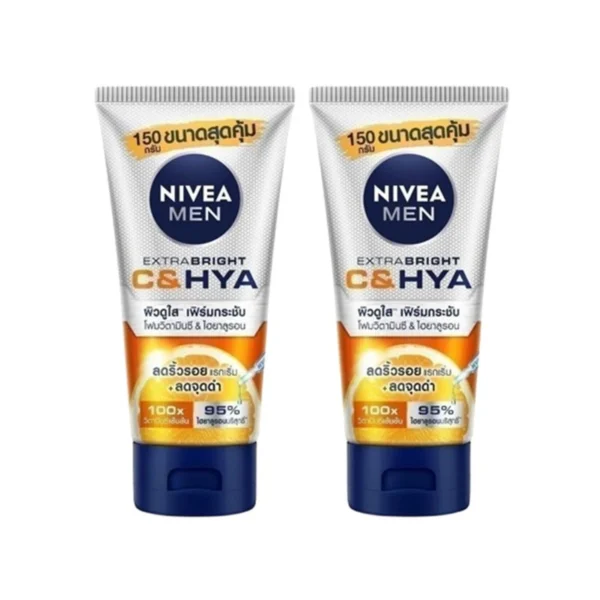 skin-care-makeup-0479 Nivea นีเวีย เมน เอ็กซ์ตร้า ไบรท์ ซี แอนด์ ไฮยา เอจ ดีเฟนซ์ วิตามิน วอช 150 ก. 2 ชิ้น