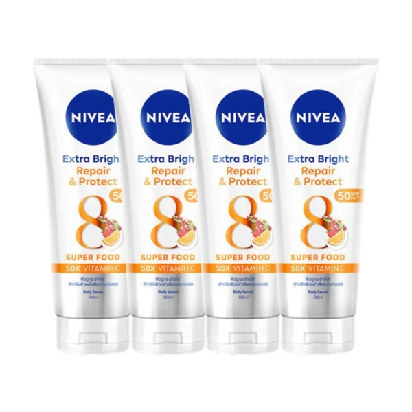 skin-care-makeup-0481 นีเวีย เอ็กซ์ตร้า ไบรท์ รีแพร์ แอนด์ โพรเทค เอสพีเอฟ50 พีเอ+++ บอดี้ เซรั่ม 180มล. 4 ชิ้น