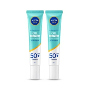 skin-care-makeup-0519 นีเวีย ซัน เอ็กซ์ตร้า โพรเท็ค ออยล์ คอนโทรล แอนด์ พอร์ รีไฟน์นิ่ง ซัน เซรั่ม เอสพีเอฟ50+ พีเอ++++ 30 มล. 2 ชิ้น