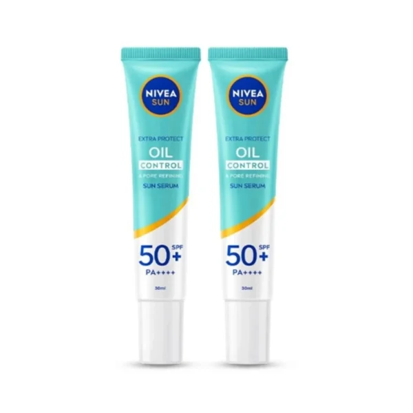 skin-care-makeup-0519 นีเวีย ซัน เอ็กซ์ตร้า โพรเท็ค ออยล์ คอนโทรล แอนด์ พอร์ รีไฟน์นิ่ง ซัน เซรั่ม เอสพีเอฟ50+ พีเอ++++ 30 มล. 2 ชิ้น