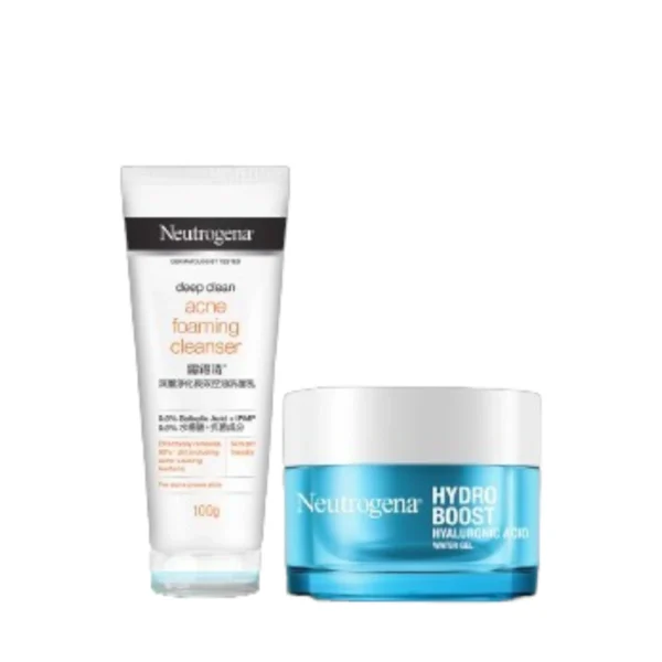 skin-care-makeup-0566 นูโทรจีนา ดีพคลีน ดูโอ้เซ็ต แอคเน่ โฟมมิ่ง คลีนเซอร์ 100ก. + นูโทรจีนา เจลซ่อมผิว ไฮโดรบูส วอเตอร์เจล 50ก. x2