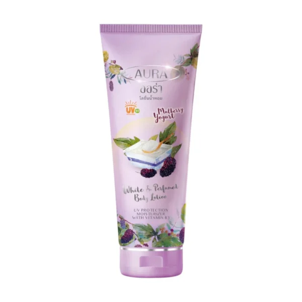 skin-care-makeup-0601 โลชั่นน้ําหอมออร่า ไวท์แอนด์เพอร์ฟูม บอดี้โลชั่น มัลเบอร์รี่ & โยเกิร์ต 180มล