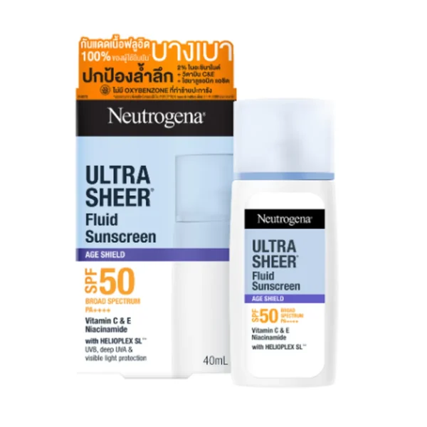 skin-care-makeup-0625 นูโทรจีนา อัลตร้า เชียร์ ฟลูอิด ซันสกรีน เอจ ชีลด์ เอสพีเอฟ 50 พีเอ++++ 40 มล.